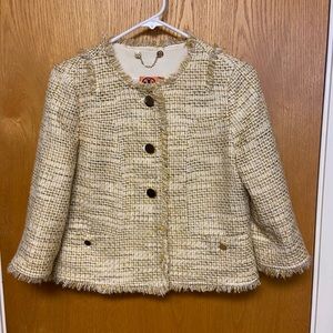 Tory Burch Beige Tweed Blazer Suit Jacket Size 4